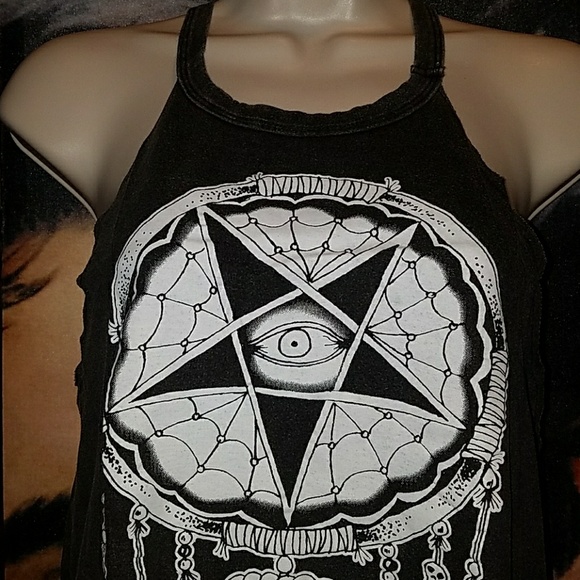 Too Fast by Rat Baby Slaughter Star Eye Dreamcatcher Feathers Top Acid Wash - Picture 5 of 8